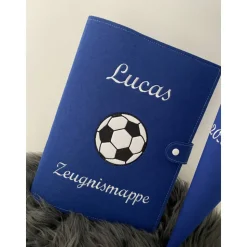 Zeugnismappe aus Filz Fussball