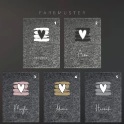 Zeugnismappe aus Filz *Herz* | personalisiert mit Namen und Farbe