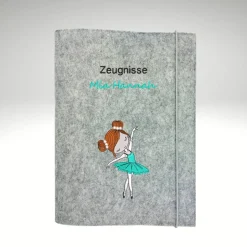 Zeugnismappe Ballerina personalisierte Dokumentenmappe Filz Sichtbuch