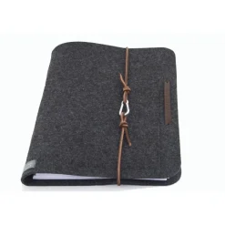 Zeugnismappe Dokumentenordner PERSONALISIERBAR  dunkel grau Filz Leder Geschenk Schule Ausbildung Studium Klarsichthülle