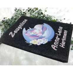 Zeugnismappe mit Namen aus Filz (A4) incl.zeugniss Hefter Einschulung Geschenk Zeugnis mappe personalisiert Einhorn