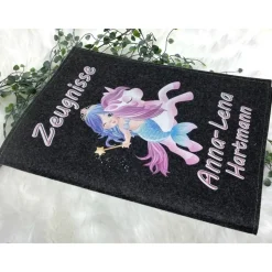 Zeugnismappe mit Namen aus Filz (A4) incl.zeugniss Hefter Einschulung Geschenk Zeugnis mappe personalisiert Einhorn Meer