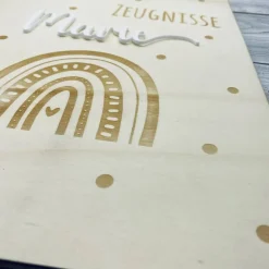 Zeugnismappe personalisiert aus Holz | Geschenk zum Schulstart | Zeugnisordner mit Namen | Einschulungsgeschenk