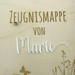 Zeugnismappe personalisiert aus Holz | Geschenk zum Schulstart | Zeugnisordner mit Namen | Einschulungsgeschenk