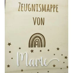 Zeugnismappe personalisiert aus Holz | Geschenk zum Schulstart | Zeugnisordner mit Namen | Einschulungsgeschenk
