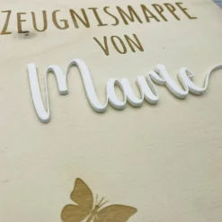 Zeugnismappe personalisiert aus Holz | Geschenk zum Schulstart | Zeugnisordner mit Namen | Einschulungsgeschenk