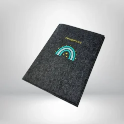 Zeugnismappe Regenbogen Sterne Filz Sichtbuch Geschenk zur Einschulung
