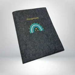 Zeugnismappe Regenbogen Sterne Filz Sichtbuch Geschenk zur Einschulung