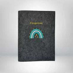 Zeugnismappe Regenbogen Sterne Filz Sichtbuch Geschenk zur Einschulung