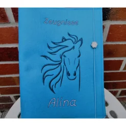 Zeugnissmappe / Zeugnisshülle aus Filz "Pferd"