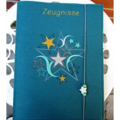 Zeugnissmappe / Zeugnisshülle aus Filz "Sterne"