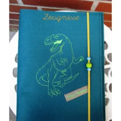 Zeugnissmappe / Zeugnisshülle aus Filz "Dino"