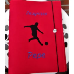 Zeugnissmappe / Zeugnisshülle aus Filz "Fussballspieler"