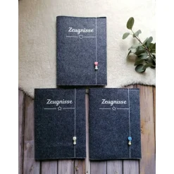 Zeugnissmappe aus Filz - personalisierbar- Einschulung * Dunkelgrau