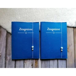 Zeugnissmappe aus Filz - personalisierbar- Einschulung * blau