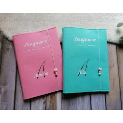 Zeugnissmappe aus Filz - personalisierbar- Einschulung * blau