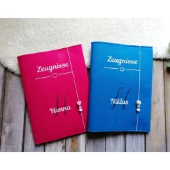 Zeugnissmappe aus Filz - personalisierbar- Einschulung * rosa