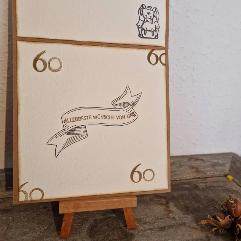 60ziger - Geburtstagskarte - Camping - Berge - Rucksack