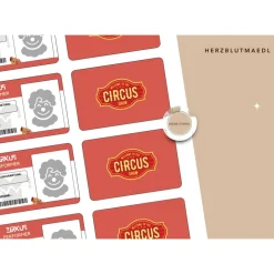 Zirkusparty Kindergeburtstag Mitgebsel - DIY Zirkus Ausweis Kinderausweis - Bastelvorlage als Download