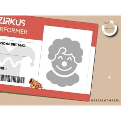 Zirkusparty Kindergeburtstag Mitgebsel - DIY Zirkus Ausweis Kinderausweis - Bastelvorlage als Download