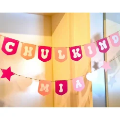 Zuckersüße Rosa Girlande zum Einschulung/Personalisierte Endlich Schulkind Girlande