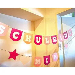 Zuckersüße Rosa Girlande zum Einschulung/Personalisierte Endlich Schulkind Girlande