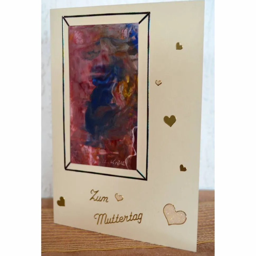 Zum Muttertag – bezaubernde Karte mit einem kleinen Original-Kunstwerk – Design  Ulrike Kröll