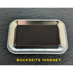 Zur Einschulung: rechteckiger Namensbutton /-magnet für Schulanfänger ~ Teddy mit Schultüte + 7 Schriften