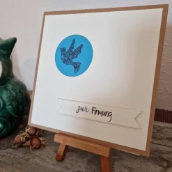 Zur Firmung - Gratulationskarte - Taube - Beige/Braun