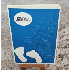 Zur Taufe Alles Gute  , Glückwunschkarte , Blau , Babyfüßchen , Junge ,