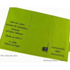 zusätzliche Widmung für Gotteslobhülle und Gesangbuchhülle zur Kommunion, Konfirmation