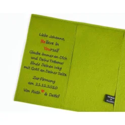 zusätzliche Widmung in einem Gästebuch zur Kommunion, Konfirmation, Firmung oder Geburtstag