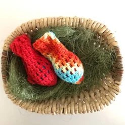 Zwei Eierschleudern / Eiernetze / Ostereierschleudern /Ostereiernetze 100umwolle Schulgarn dick!