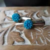Zwei Haarspangen Krokospangen Blumen zarte Türkis Dahlien 13mm