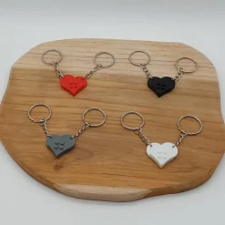 Zwei Schlüsselanhänger Herz Baustein-Optik für Paare, Freunde, Herzensmenschen, Valentinstag, Geschenk