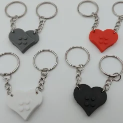 Zwei Schlüsselanhänger Herz Baustein-Optik für Paare, Freunde, Herzensmenschen, Valentinstag, Geschenk